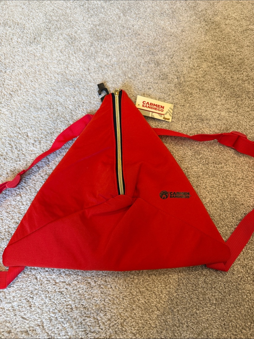 Carmen Sandiego Red Triangle Sling Backpack - Picture 1 of 3